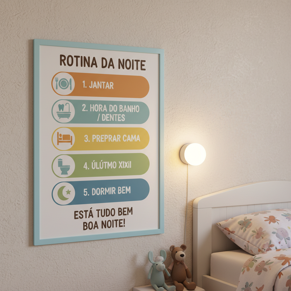 Checklist visual da rotina de dormir no desfralde noturno